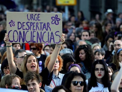 Manifestación contra la sentencia de La Manada este viernes en Madrid.
