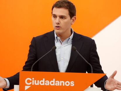 Albert Rivera durante la rueda de prensa tras la reunión del Comité Permanente del partido.