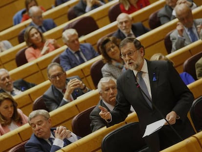 Mariano Rajoy, durante el pleno del Senado del martes.