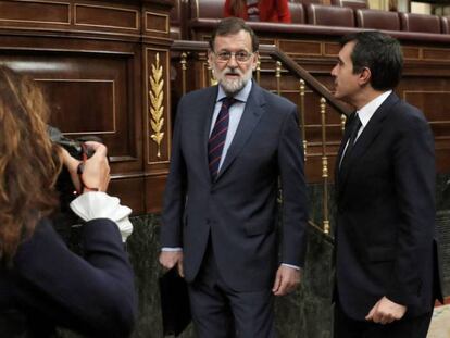 El president del Govern espanyol, Mariano Rajoy, a la seva arribada al Congrés.