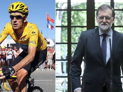 El ciclista Bradley Wiggins y el presidente del Gobierno, Mariano Rajoy.