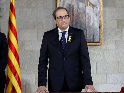 Quim Torra, durante la toma de posesión.