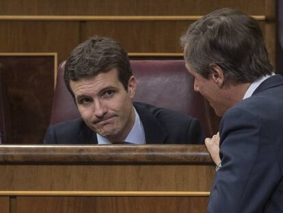 Pablo Casado en el Congreso de los Diputados. En vídeo, las explicaciones que dio sobre su carrera el pasado 16 de mayo.