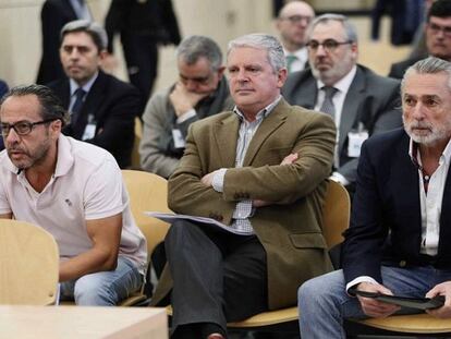 Álvaro Pérez, Pablo Crespo y Francisco Correa, en el juicio de la caja b del PP valenciano.