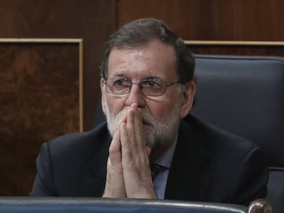 Mariano Rajoy, en el Congreso, antes de la votación de los Presupuestos.