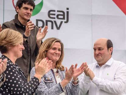 El presidente del PNV, Andoni Ortuzar durante el 120 aniversario de la organización municipal del partido en Barakaldo