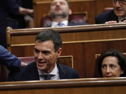 Pedro Sánchez, en la segona sessió de la moció de censura contra Rajoy.