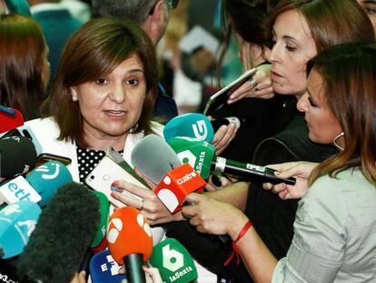 La Presidenta del PP de la Comunidad Valenciana, Isabel Bonig, tras la reunión de la Junta Directiva Nacional del PP.