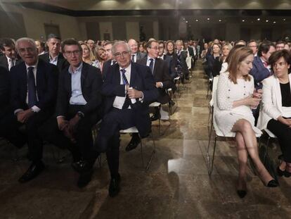 José Ignacio Ceniceros, presidente de La Rioja, Alberto Nuñez Feijóo, presidente de la Xunta de Galicia, Juan José Imbroda presidente de la Ciudad Autónoma de Melilla, Ana Pastor, presidenta del Congreso, Soraya Sáenz de Santamaría y Cristóbal Montoro. En vídeo, la explicación de cómo los partidos políticos eligen a sus líderes.