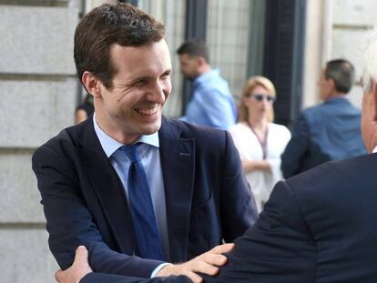 Pablo Casado, a su salida del pleno del Congreso, esta semana.