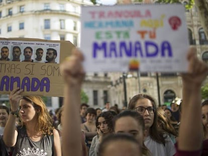 Concentración contra la sentencia de La Manada en Sevilla, el pasado 26 de abril.