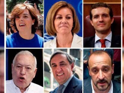 Soraya Sáenz de Santamaría, María Dolores de Cospedal, Pablo Casado, José Manuel García Margallo, José Ramón García Hernández y Elio Cabanes.