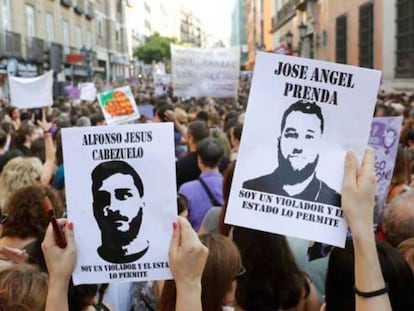 Manifestación en Madrid ante el Ministerio de Justicia el 23 de junio en protesta por la puesta en libertad provisional de La Manada.