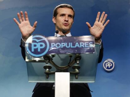 Pablo Casado, este lunes, tras conocer la decisión de la juez.