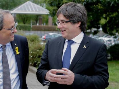 El presidente Torra y el huido Carles Puigdemont, en Bruselas el pasado 27 de agosto.