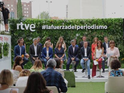 Presentación de la nueva temporada de los Informativos de RTVE en Torrespaña. En vídeo, declaraciones de su directora, Begoña Alegría.