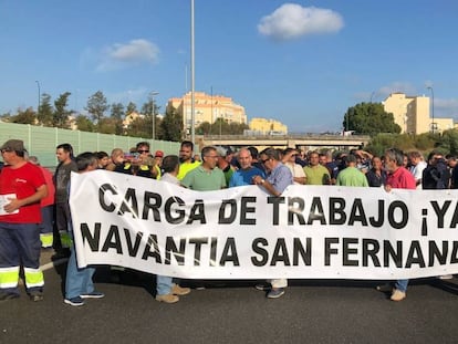 Protestas en Cádiz para pedir que se mantengan los acuerdos con Arabia Saudí.