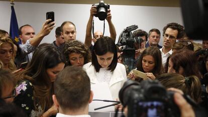 La ministra de Sanidad, el lunes en rueda de prensa.