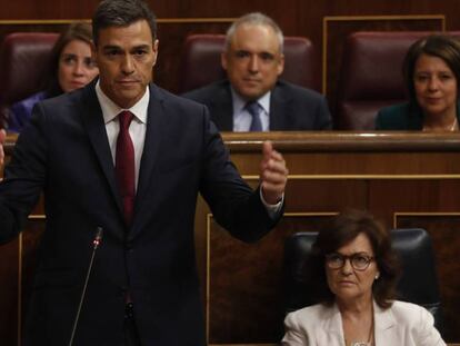 Pedro Sánchez, aquest dimecres, durant la sessió de control al Govern espanyol.