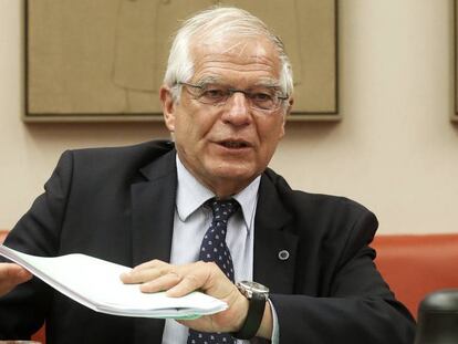 Josep Borrell, ministro de Asuntos Exteriores, hoy. En vídeo, España venderá a Arabia Saudí las 400 bombas de precisión.