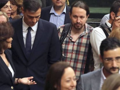Pablo Iglesias, en los pasillos del Congreso.