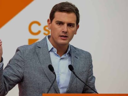 El presidente de Ciudadanos, Albert Rivera, en rueda de prensa.