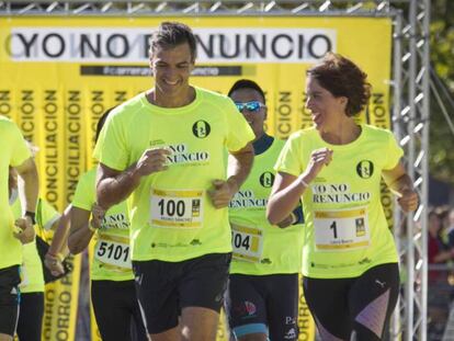 Pedro Sánchez, en la carrera por la conciliación del Club de las Malasmadres, en Alcobendas (Madrid).