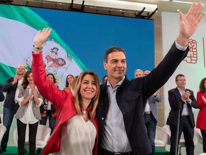 Foto: Susana Díaz y Pedro Sánchez, en el comité director del PSOE de Andalucía.
