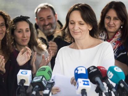 Carolina Bescansa, en la rueda de prensa. En vídeo, la derrota de Bescansa en las primarias de Podemos en Galicia / En vídeo, declaraciones de Carolina Bescansa