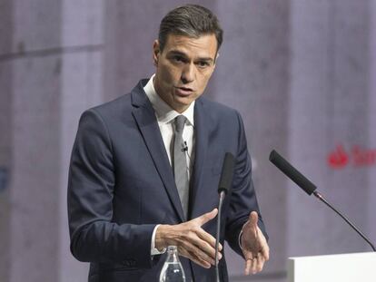 Pedro Sánchez, durante su intervención en Valencia.