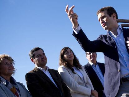 Pablo Casado, durante su intervención en Huelva.