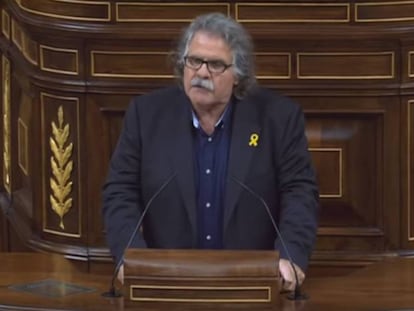 Joan Tardà, portavoz de ERC, en su intervención este martes en el Congreso de los Diputados.