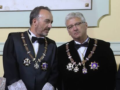 Manuel Marchena y Luis María Diéz-Picazo el pasado 10 de septiembre. En vídeo, Marchena renuncia a ser presidente del Tribunal Supremo.