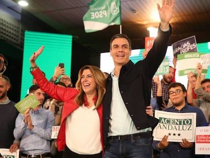 En vídeo, Pedro Sánchez arropa a Susana Díaz en la campaña electoral.