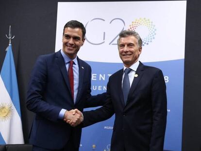 Pedro Sánchez con Mauricio Macri en Buenos Aires. En vídeo, declaraciones de Sánchez.
