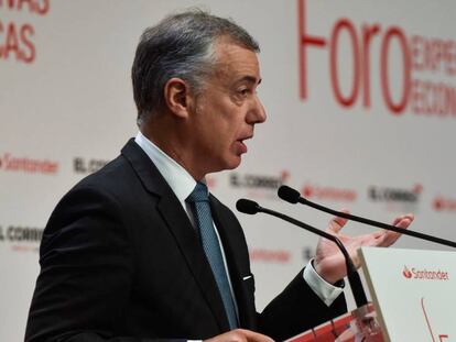 El lehendakari, Iñigo Urkullu, durante su intervención este miércoles en el Foro de Expectativas Económicas.