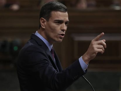 FOTO: El presidente del Gobierno, Pedro Sánchez, este miércoles, en el Congreso de los Diputados. / VÍDEO: Fragmento de la intervención del presidente.