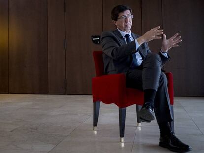 El líder de Ciudadanos en Andalucía, Juan Marín, durante la entrevista.