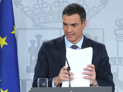 Pedro Sánchez, este viernes durante la rueda de prensa posterior al Consejo de Ministros.