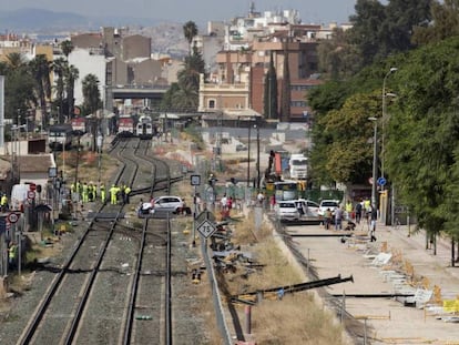 Corte del tráfico ferroviario por actos vandálicos en Murcia en octubre de 2017.