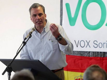 El secretario general del Vox, Javier Ortega Smith, en la presentación de su partido ayer en Soria.