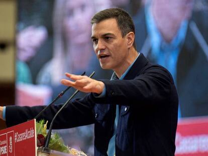 Pedro Sánchez, en un acto del PSOE en Cantabria. En vídeo, Sánchez amenaza con convocar elecciones si no se aprueban los Presupuestos.