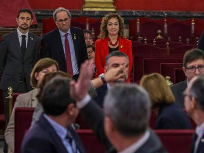 Varios acusados del juicio del 'procés' saludan al presidente catalán, Quim Torra. En vídeo, declaraciones de Teodoro García Egea.