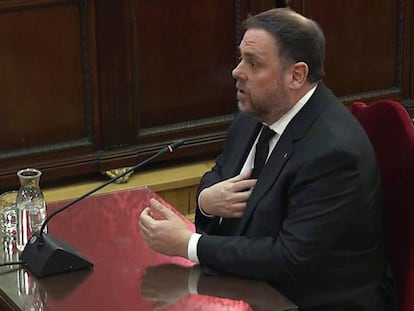 En foto: Oriol Junqueras, durante el juicio. En vídeo: el exvicepresidente de la Generalitat, Oriol Junqueras.