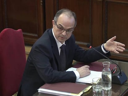 Jordi Turull, 'exconseller' de Presidencia, durante su declaración ayer en el Tribunal Supremo.