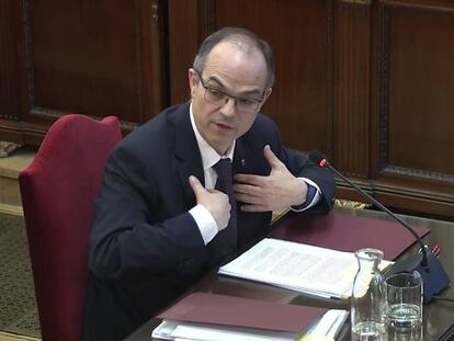 El exconseller de Presidencia Jordi Turull en el juicio del 'procés'. En vídeo, el exconseller de Presidencia justifica la celebración del referédum.