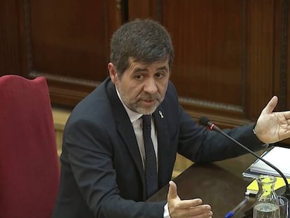 Jordi Sànchez, durante su declaración en el juicio.