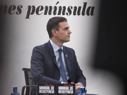 Pedro Sánchez, este jueves en Madrid en la presentación de su libro 'Manual de Resistencia'. En vídeo, imágenes de la presentación