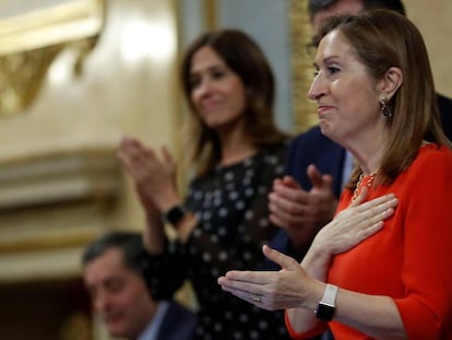 La presidenta del Congreso, Ana Pastor, este jueves durante la última sesión del Congreso. En vídeo, el discurso de despedida de Ana Pastor.