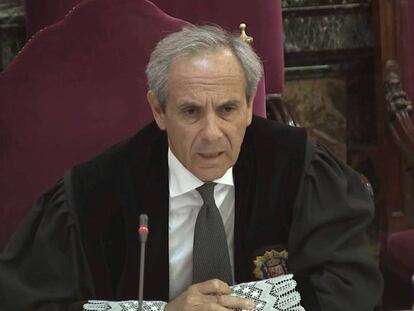 El fiscal Jaime Moreno durante la sesión de este miércoles del juicio al procés en el Tribunal Supremo.